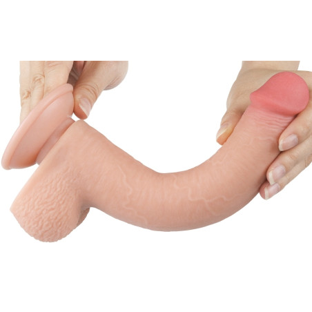 Gode Réaliste avec Bourses SLIDING SKIN 17 x 3.5cm