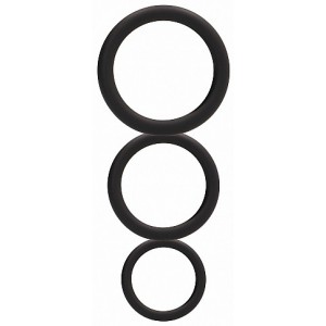 Lot de 3 cockrings silcone couleur noir pour érection puissante