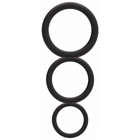 Lot de 3 cockrings silcone couleur noir pour érection puissante