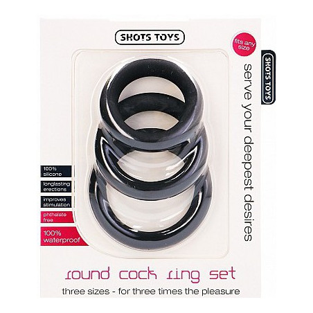 Lot de 3 cockrings silcone couleur noir pour érection puissante