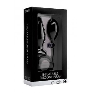Plug gonflable Ouch! couleur noire de 10cm de long en silicone
