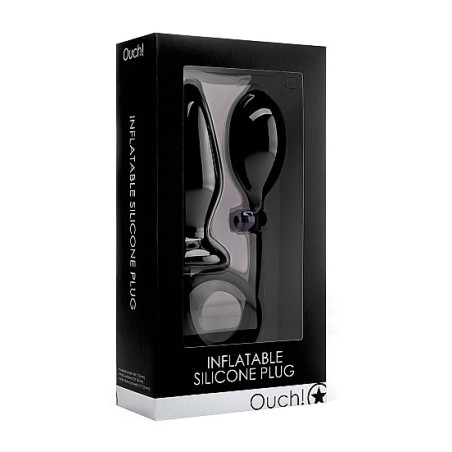 Plug gonflable Ouch! couleur noire de 10cm de long en silicone
