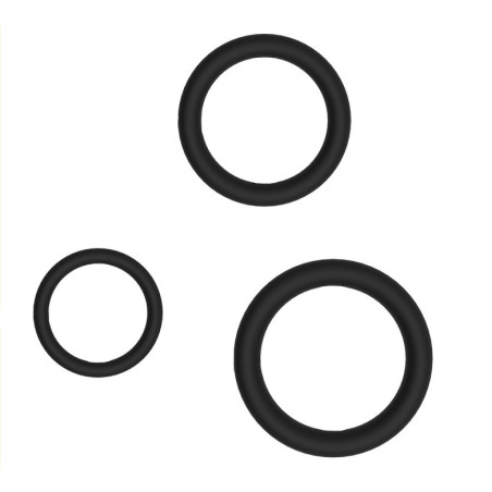 Lot de 3 Cockrings fins DICK STRETCH Noirs