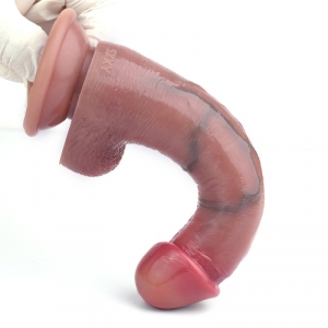 Gode Vibrant SKINNIER NICO 14 x 4cm Marron Veiné