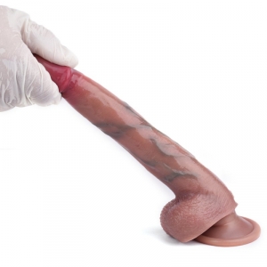 Gode Vibrant SKINNIER NICO 14 x 4cm Marron Veiné