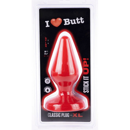 Plug rouge CLASSIX XL I Love Butt 17 x 7.5 cm