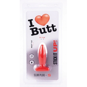 Plug rouge SLIM S I Love Butt de 8.5 x 3 cm