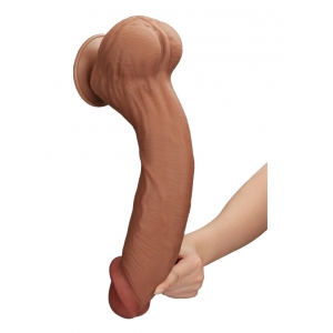 Gode Réaliste XL avec Bourses SLIDING SKIN 27 x 6.5cm Marron Lovetoy
