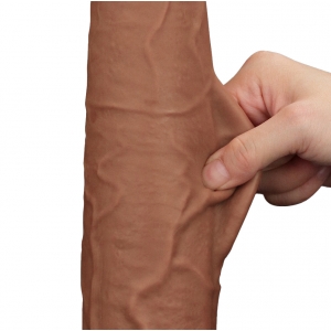 Gode Réaliste avec Bourses SLIDING SKIN 26 x 6cm Marron Lovetoy