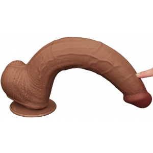 Gode Réaliste avec Bourses SLIDING SKIN 26 x 6cm Marron Lovetoy
