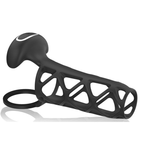 Gaine de Pénis Vibrante TRISILY 10.5 x 4cm Noir