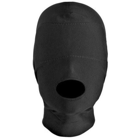 Cagoule SM avec ouverture bouche, elle cache les yeux du partenaire