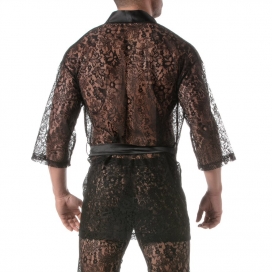 Veste en dentelle LACE KIMONO Noire 2