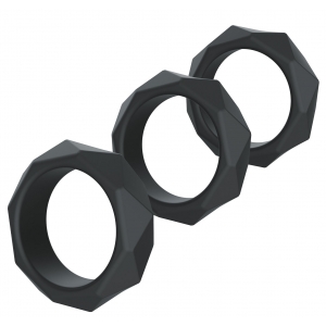 Lot de 3 cockrings Silicone HEAVY C-RING Noirs