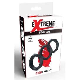 Lot de 3 cockrings Silicone HEAVY C-RING Noirs 2