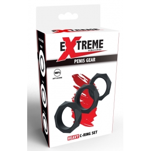 Lot de 3 cockrings Silicone HEAVY C-RING Noirs