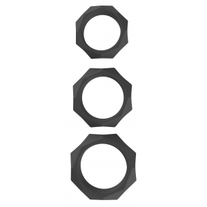 Lot de 3 cockrings Silicone HEAVY C-RING Noirs