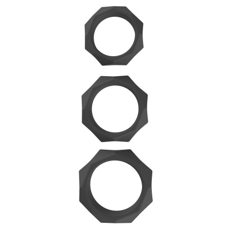 Lot de 3 cockrings Silicone HEAVY C-RING Noirs