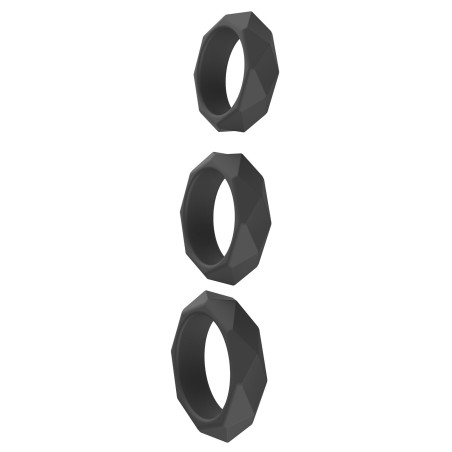Lot de 3 cockrings Silicone HEAVY C-RING Noirs