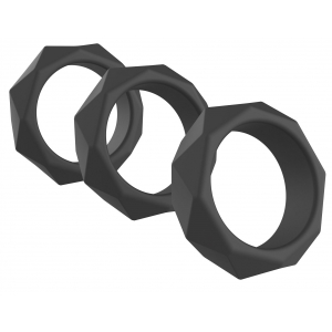 Lot de 3 cockrings Silicone HEAVY C-RING Noirs