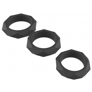 Lot de 3 cockrings Silicone HEAVY C-RING Noirs