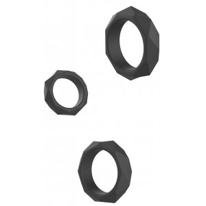 Lot de 3 cockrings Silicone HEAVY C-RING Noirs
