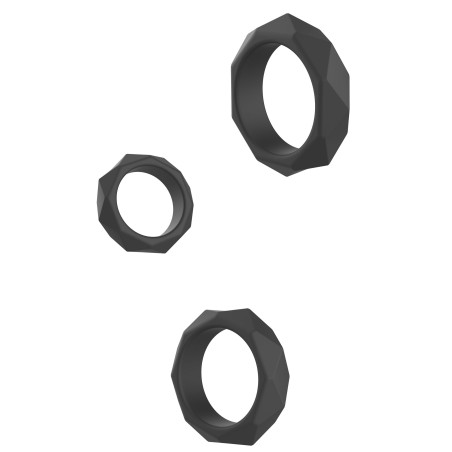 Lot de 3 cockrings Silicone HEAVY C-RING Noirs