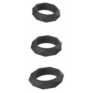 Lot de 3 cockrings Silicone HEAVY C-RING Noirs