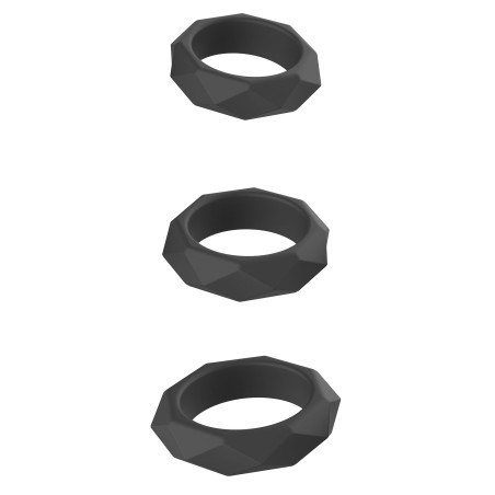 Lot de 3 cockrings Silicone HEAVY C-RING Noirs