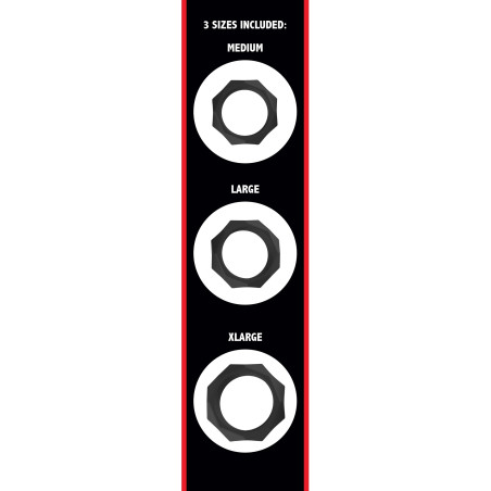 Lot de 3 cockrings Silicone HEAVY C-RING Noirs