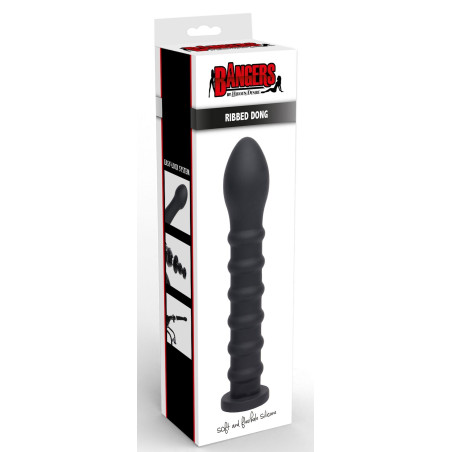 Gode EASY-LOCK RIBBED 19 x 4cm Noir