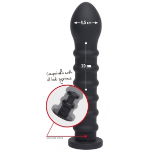 Gode EASY-LOCK RIBBED 19 x 4cm Noir