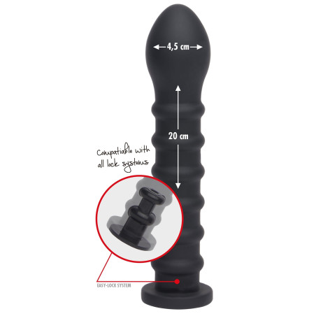 Gode EASY-LOCK RIBBED 19 x 4cm Noir