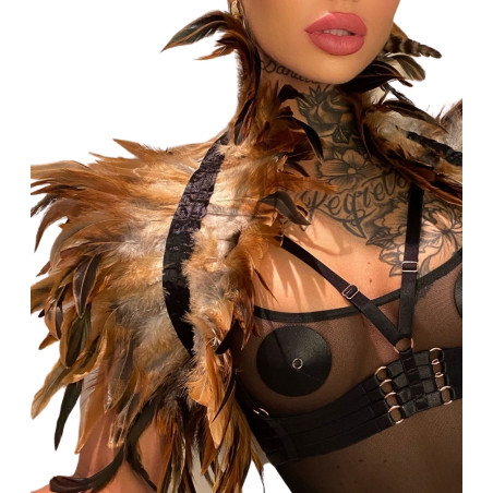 Couvre-Épaules PLUMES Beige-Marron Kinky