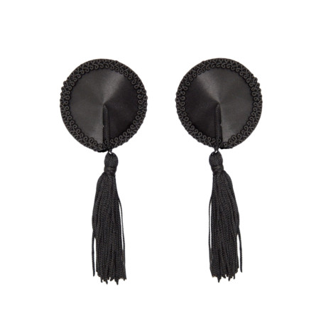 Cache-Tétons Satin avec Pompon NIPPLE COUTURE Noir Kinky