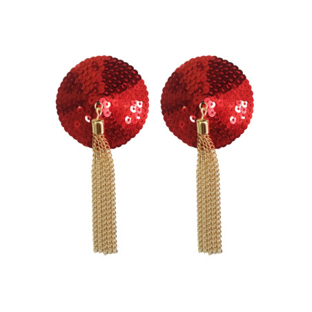 Cache-Tétons Sequin avec Chaîne NIPPLE COUTURE Rouge Kinky