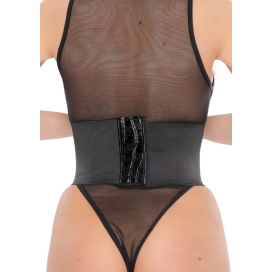 Corset À Lacets Croco CINCHERY Noir Brillant 2