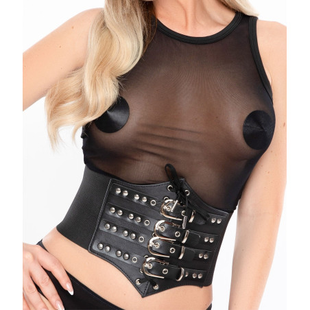 Corset À Lacets et Sangles CINCHERY Noir Brillant