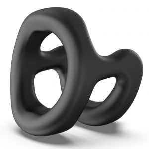 Double Anneau pénien H SHAPE Noir de Fukr - 28 mm