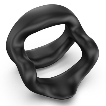 Double Anneau pénien H SHAPE Noir de Fukr - 28 mm