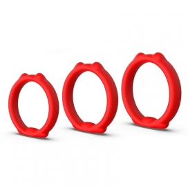 Lot de 3 Cockrings Silicone CATY RINGS Rouges 2