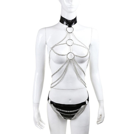 Ensemble Harnais String MULTI CHAINS Noir