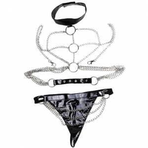 Ensemble Harnais String MULTI CHAINS Noir