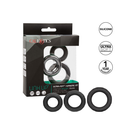Lot de 3 Cockrings LINK UP Noirs Ronds