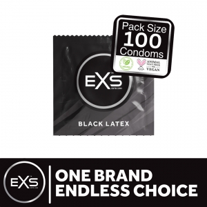 Préservatifs noirs BLACK LATEX de EXS 54 mm| Pack de 100