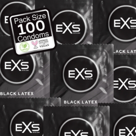Préservatifs noirs BLACK LATEX de EXS 54 mm| Pack de 100