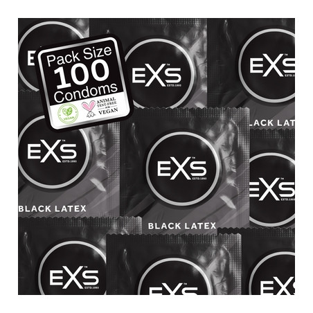 Préservatifs noirs BLACK LATEX de EXS 54 mm| Pack de 100