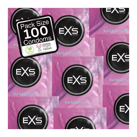 Préservatifs goût BUBBLEGUM de EXS 56 mm | Pack de 100