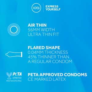 Préservatifs fins AIR THIN de EXS 56 mm | Boîte de 12