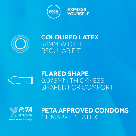 Préservatifs noirs BLACK LATEX 54 mm de EXS | Boîte de 12